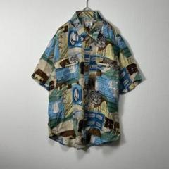総柄シャツ　半袖　Mサイズ　シルク100%