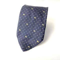 1118 Burberry バーバリー　ドット　ロゴ　総柄　シルク　ネクタイ　紺