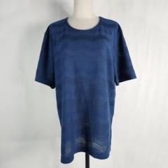 ヴィンテージ 波デザインオーバーサイズTシャツ 藍色 織物 希少 F