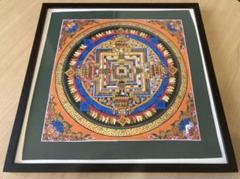 【美品】カーラチャクラ　曼荼羅　マンダラ　原画　チベット　額付き