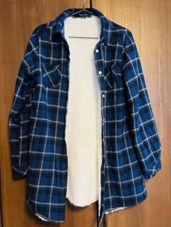 BLUE STRIVEボア長袖チェック柄シャツレディースMトップスアウター秋冬用のサムネイル