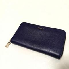 FURLA フルラ 長財布 ネイビー ラウンドファスナー メンズブランド