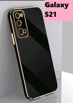 Galaxy S21★★　ゴールドメッキ風　レンズ保護★黒Galaxyケース