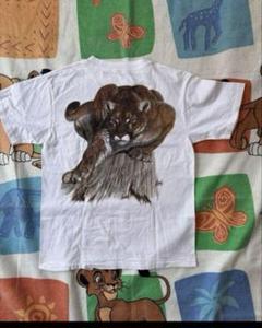 90s ビンテージTシャツ ポケT アニマルプリント シングルステッチ