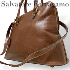 【美品】サルヴァトーレフェラガモ　2way ショルダーバッグ　ハンド　レザー　茶
