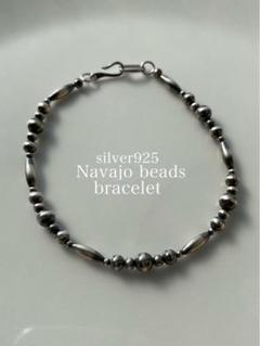 ナバホ ビーズ パール シルバー silver 925 ブレスレット 19.4 ナバホ ビーズ パール シルバー silver 925 ブレスレット 19.5