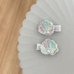 貝殻2点セット ベビーヘアクリップ キッズヘアクリップ 前髪クリップ ヘアピン