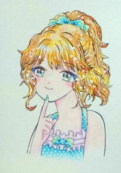 手描きイラスト オリジナルイラスト アナログイラスト 透明水彩 ハガキサイズ