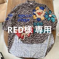 VINTAGE - ブラウス☆柄シャツ　ポリシャツ　日本製　レオパード　総柄　ベージュ　茶 BENDER TOKYO】オーバーサイズ レトロ 総柄 スカーフ レギュラー