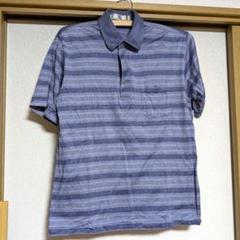 ストライプ ポロシャツ 青 グレー 紫 半袖 夏物 ゴルフ スポーツ M