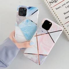 iPhone ソフト ケース 大理石柄 メタリックライン 幾何学模様