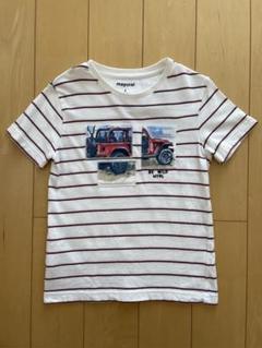 mayoral ストライプ 車アップリケ＆ポケットTシャツ 110cm