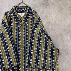 00s 半袖　柄シャツ　綿　メンズ　L 古着　個性派