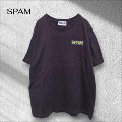 SPAM 半袖Tシャツ【L】ダークグレー ロゴ刺繍 綿100% ハンバーガー