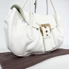 美品　セリーヌ CELINE ラージシューケット ハンドバッグ レザー ホワイト