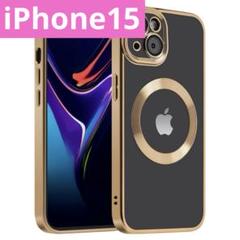iPhone15 ソフトクリアケース カメラレンズ保護 ワイヤレス充電 ゴールド