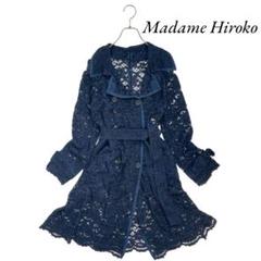 08T934☆ MadameHiroko 花柄 レース ロングコート 羽織り M