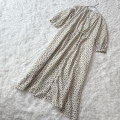 【ジーユー】七分袖ロングフレアシャツワンピース　花柄　Ｍ　大人コーデ　楽ちん