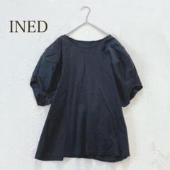 イネド【M】半袖Tシャツ カジュアル ボリューム袖　フェミニン　無地