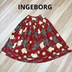 INGEBORG　ピコロングスカート　ピンク　花柄　薔薇　ピコレース　ティアード 在庫 処分ファッション - INGEBORG ピコロングスカート ピンク