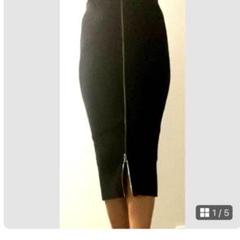 ALEXANDER WANG 黒ジップスリットペンシルスカートリブニット