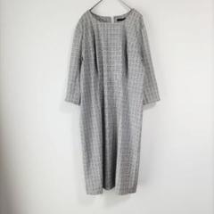 〈ピサーノ〉ロングワンピース　黒✕白　七分袖　大きめ　3L