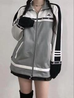 adidas y2k ジャージ トラックジャケット 古着 韓国 かわいい グレー
