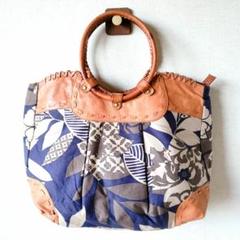 ★未使用★ ショルダーバッグ トートバッグ 布 レザー 異素材 花柄