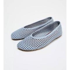 ZARA ザラ　編み込み　バレエシューズ　水色