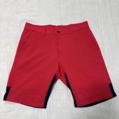 古着 デサントゴルフ ハーフパンツ L レッド/ネイビー 82cm
