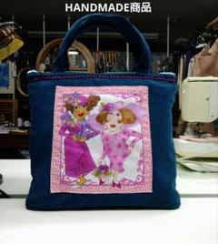 HANDMADEレッスンバッグ 中型 コーデュロイ&ロラライハリスパネルレディ