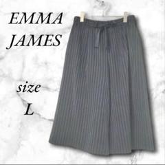 EMMA JAMES エマジェイムス ストライプ柄ワイドパンツ L ブラック