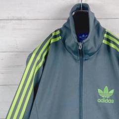 adidas　アディダス トラックジャケット 灰 蛍光イエロー 105　XL