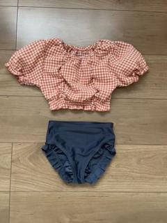 ブリーズ フリル付き水着セット(オレンジ・ネイビー)