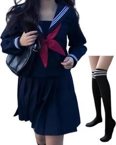 黒 セーラー服上下 赤いリボン付き