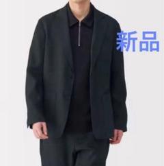 無印良品 新品 紳士 リネン洗いざらしジャケット 紳士 L 黒