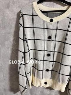 GLOBAL WORK ジャガードクルーカーディガン　カーディガン