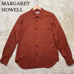 【美品】マーガレットハウエル コットンウール シャツ 近年モデル オレンジ系 M