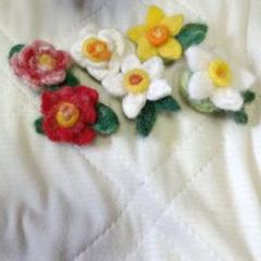 羊毛フェルト 花モチーフ 6個セット
