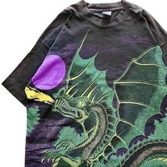 ドラゴンTシャツ XXL フルグラ USA製 黒系