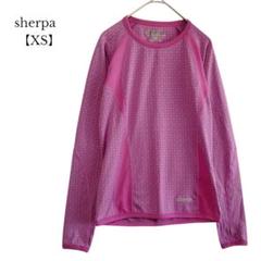 【sherpa／シェルパ】スポーツウェア　長袖 Tシャツ　ピンク　総柄　XS