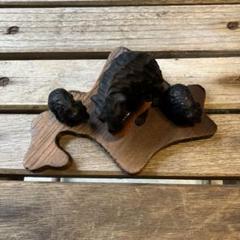 昭和レトロ 北海道 親子熊 鮭 木彫り 熊 置物 民芸品 - メルカリ