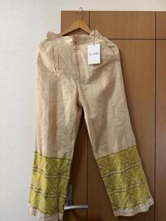 サラマリカ　刺繍入りベージュワイドパンツ