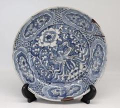 中国明時代漳州窯染付牡丹鳳紋大皿送料込み0821