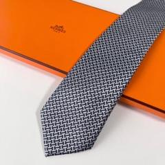 HERMES　ネクタイ　ファソネ　H柄　高級　ハイブランド　あんしん鑑定　シルク 美品 エルメス ネクタイ ハイブランド H柄 ファソネ 光沢 希少