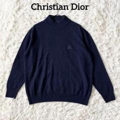 美品　クリスチャンディオール　長袖　ポロシャツ　金ボタン　ゴルフ　ロゴ　紺　L Dior クリスチャンディオール ポロシャツ ロゴ 刺繍 金ボタン