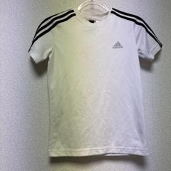 adidas ホワイト Tシャツ 3本ライン　140 汚れあり