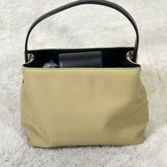 【COACH】コーチ ベージュ系 ナイロン レザー ハンドバッグ ミニバッグ