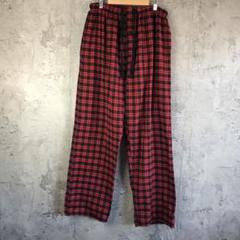 YA4738古着　パジャマパンツ　チェック　赤　黒　90s Y2K