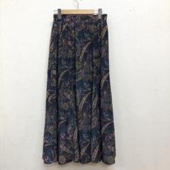 美品 メルローズ レトロ ペイズリー柄 シルク風フレアスカート ウエストゴム